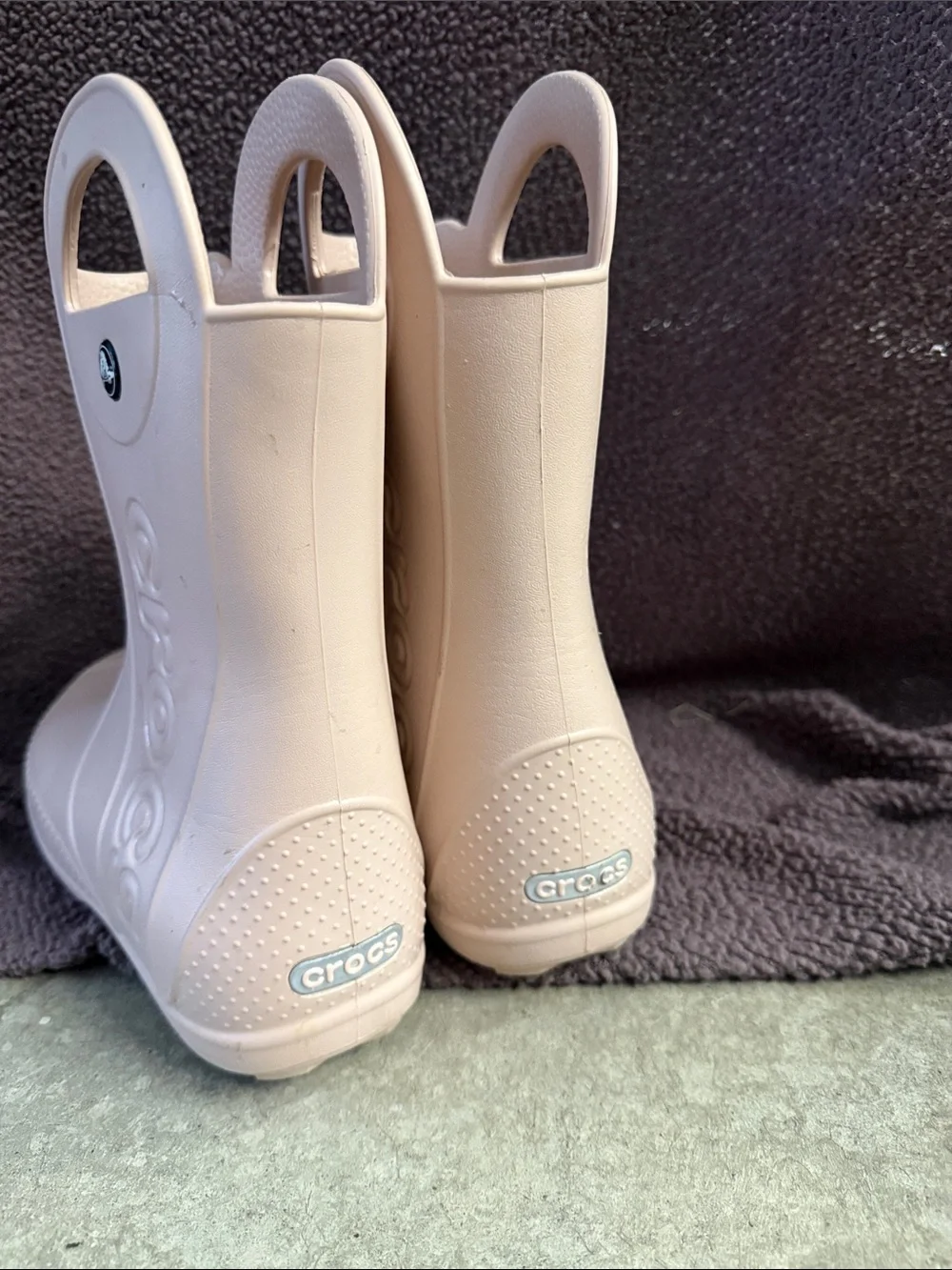 CROCS Kids' Pull-On Rain Boots in Light Tan